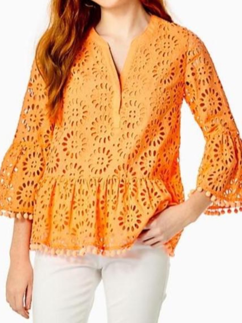 Lilly Pulitzer Eyelet Bekah Blouse Orange Size Small